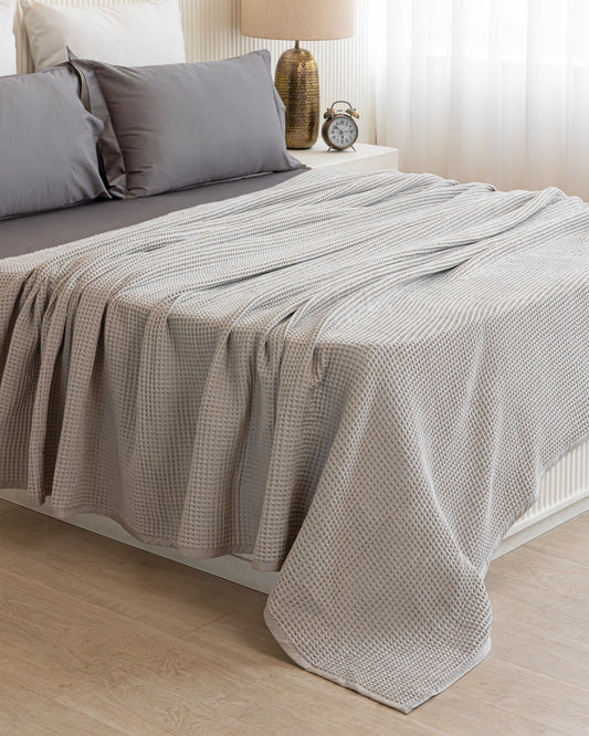 Ash & Silver Serenity Bedding Set (1 Silver Mist Quintessential Blanket + Ash Quintessential Flat Sheets)