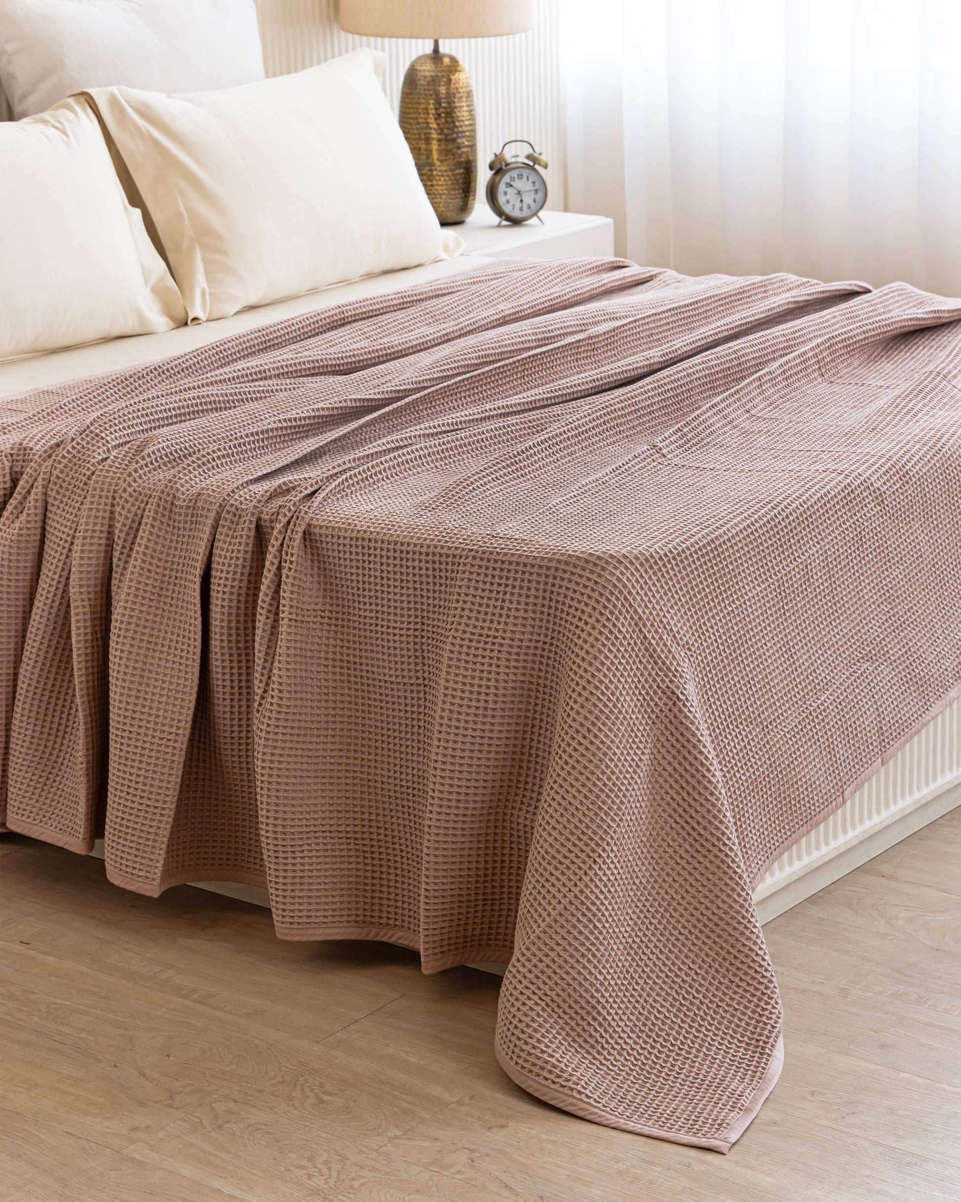 Organic Blush & Beige Harmony Bedding Set (1 Blush Pink Blanket+1 Beige Quintessential Flat Sheet) - Texaura 