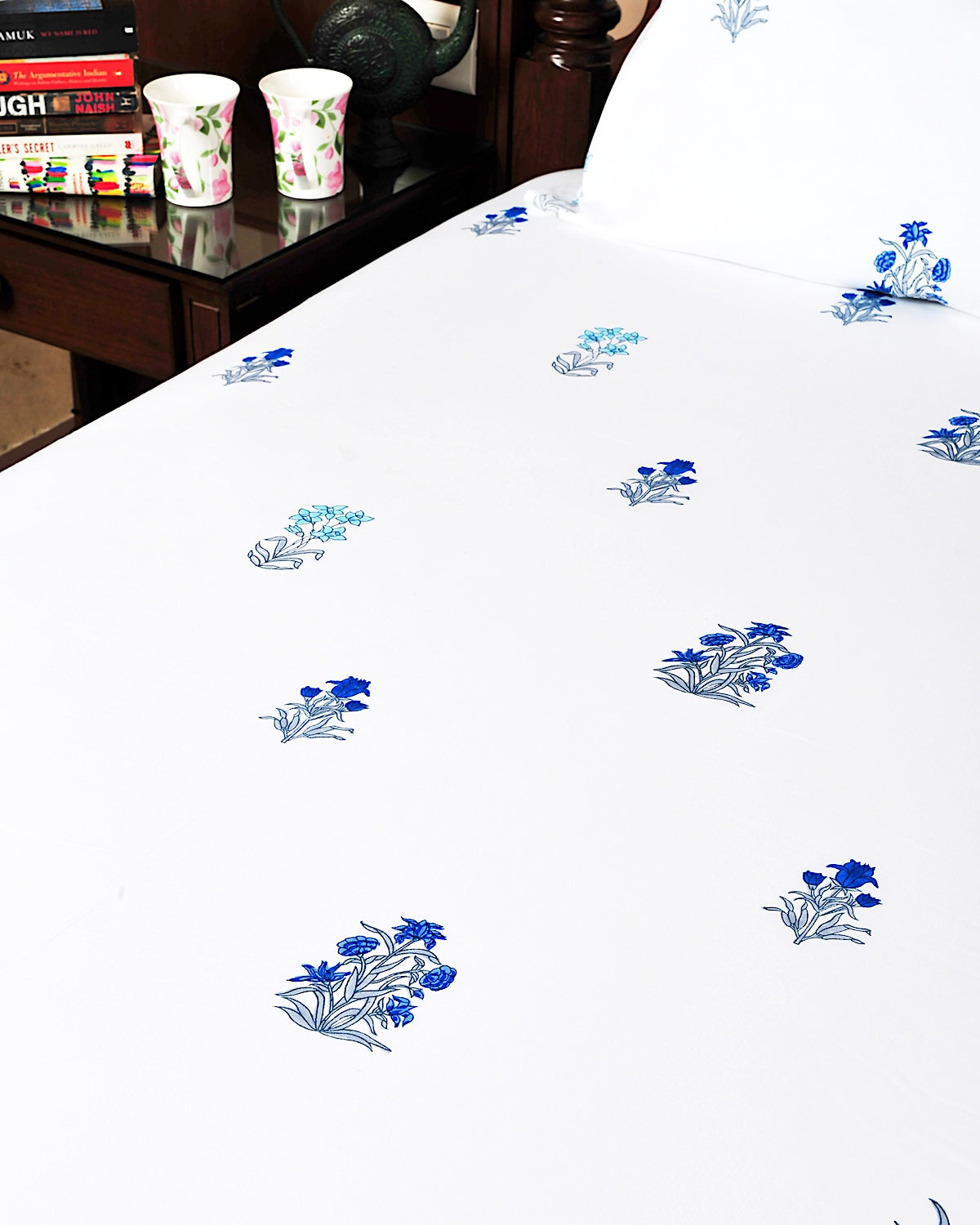 Volga Blue Buti Sheet Set - The Jaipur Collection - Texaura